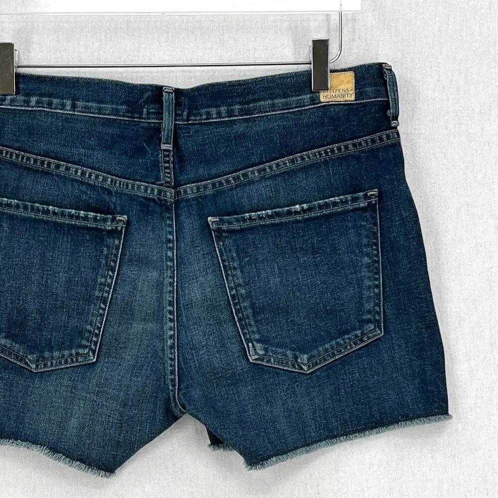 CITIZENS OF HUMANITY Corey Short Womens 28 Slouchy Fit Denim Cut Off Dark Wash